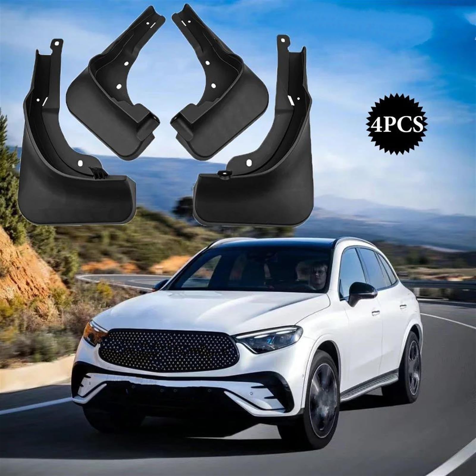 Parafanghi Paraspruzzi Per Mercedes-Benz GLC Coup&eacute; 2017-2019 - Set Anteriore E Posteriore, Con Accessori Montaggio!