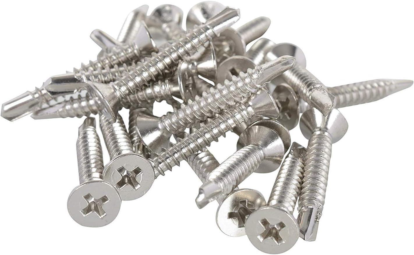 ssiskcon #8 x 1-1/2'' Stainless Flat Head Phillips Self Drilling Wood Screw 8 x 38 (100 Count) by 410 Grade Stainless