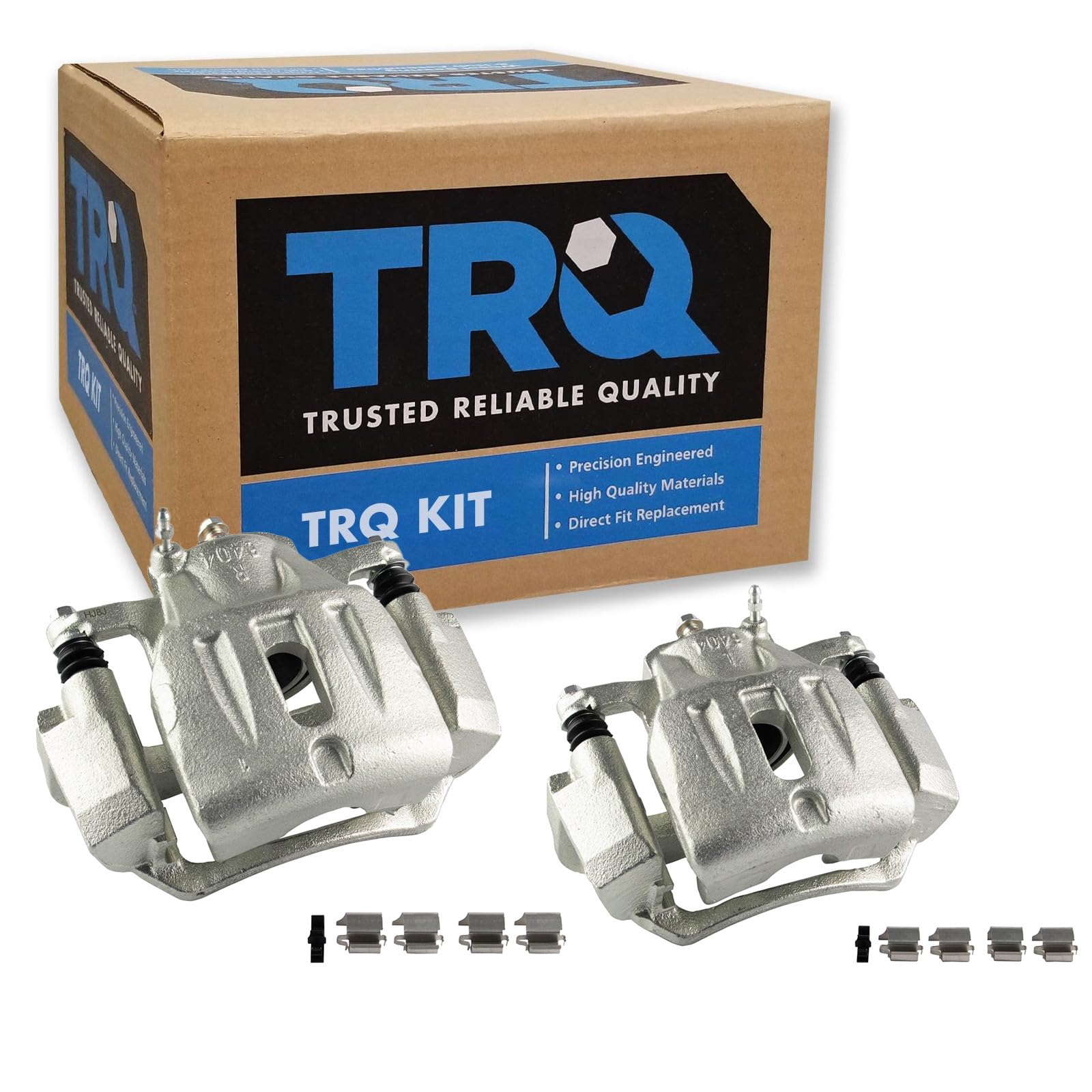 TRQ Front Brake Caliper Set Zinc Coated Brackets