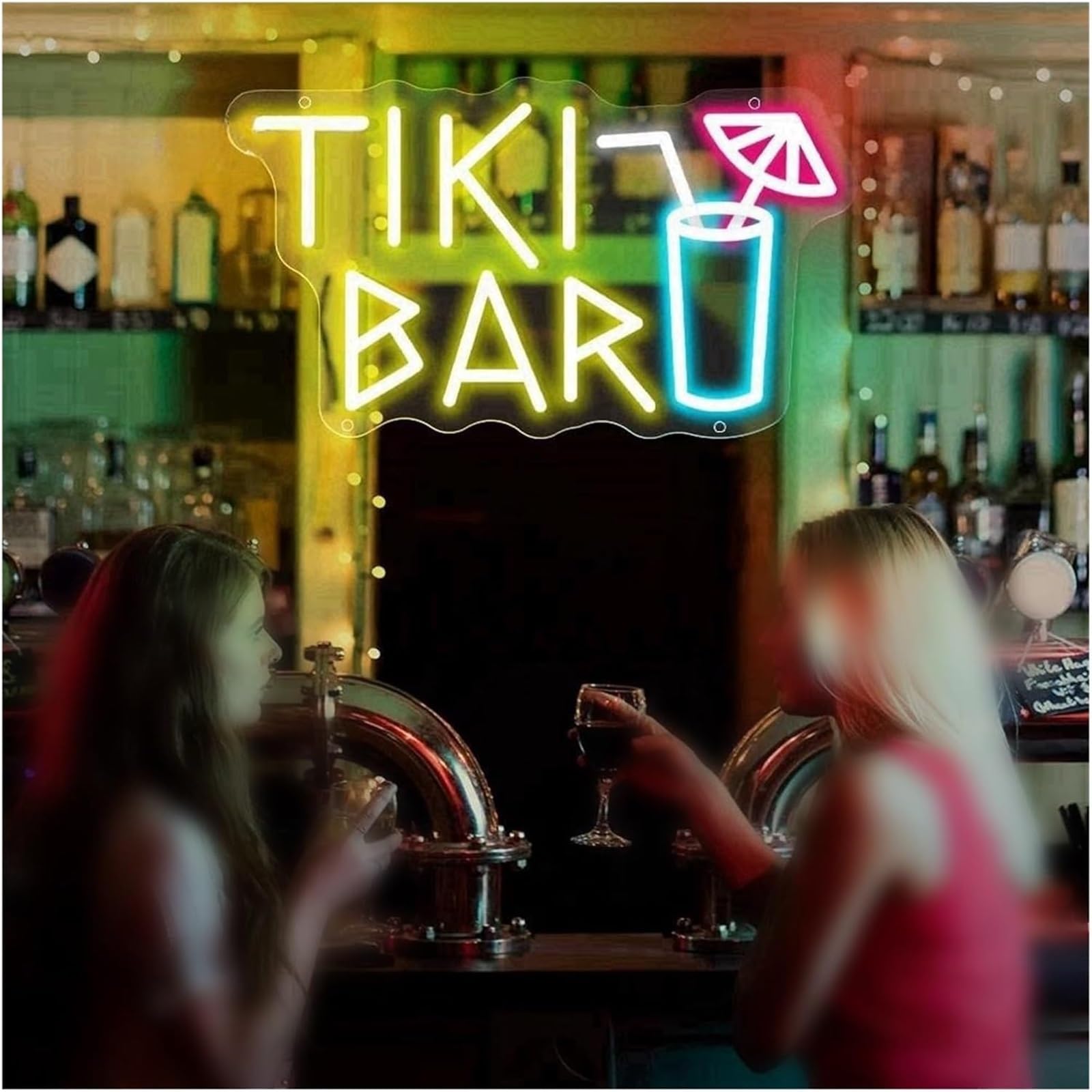 Per insegne al neon Tiki Bar, decorazioni murali, luci dimmerabili(23cmx40cm)