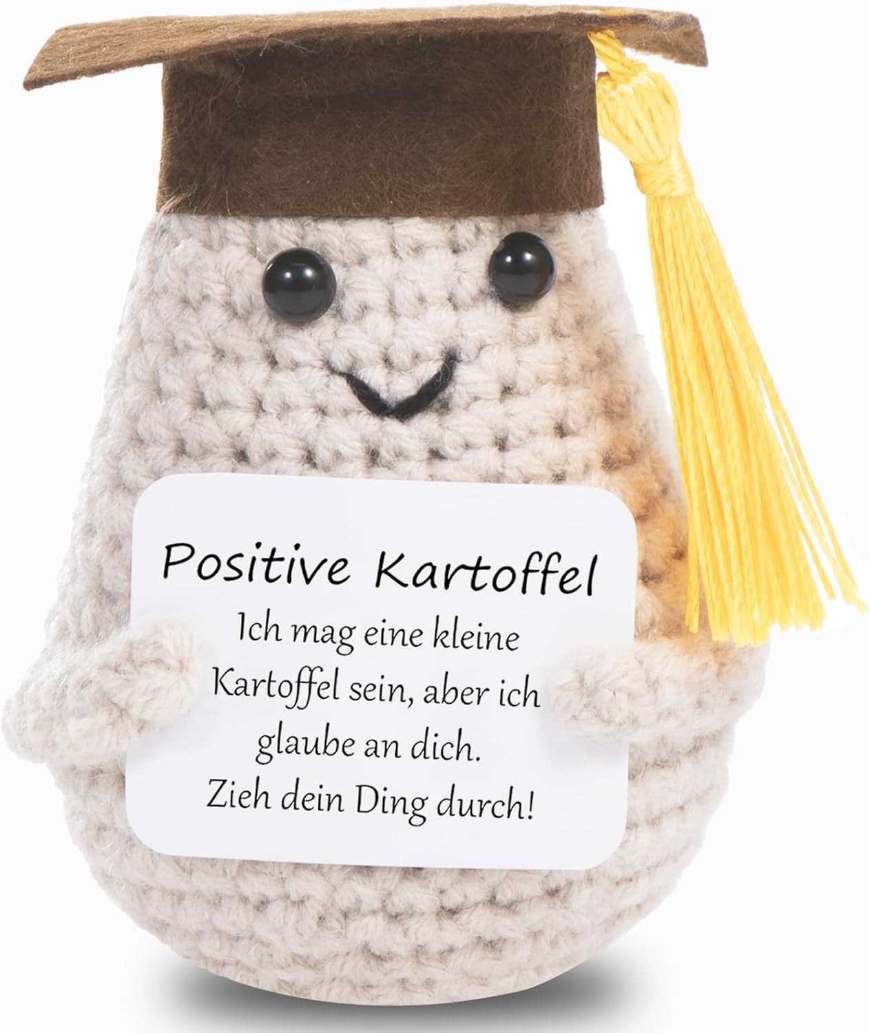 XBOCMY Pocket Hug Positive Kartoffel, Kreative Strickwolle Kartoffel Puppe Glücksbringer, Glücksbringer für prüfung, Studenten Einschulung, Mutmacher Geschenk