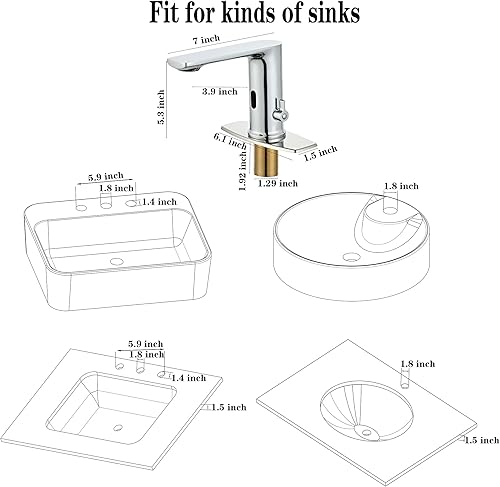 Miniatura 9 de Grifo de baño sin contacto con sensor de movimiento automático grifo con cubierta de orificio placa de cubierta de mano libre Robinet gris humo