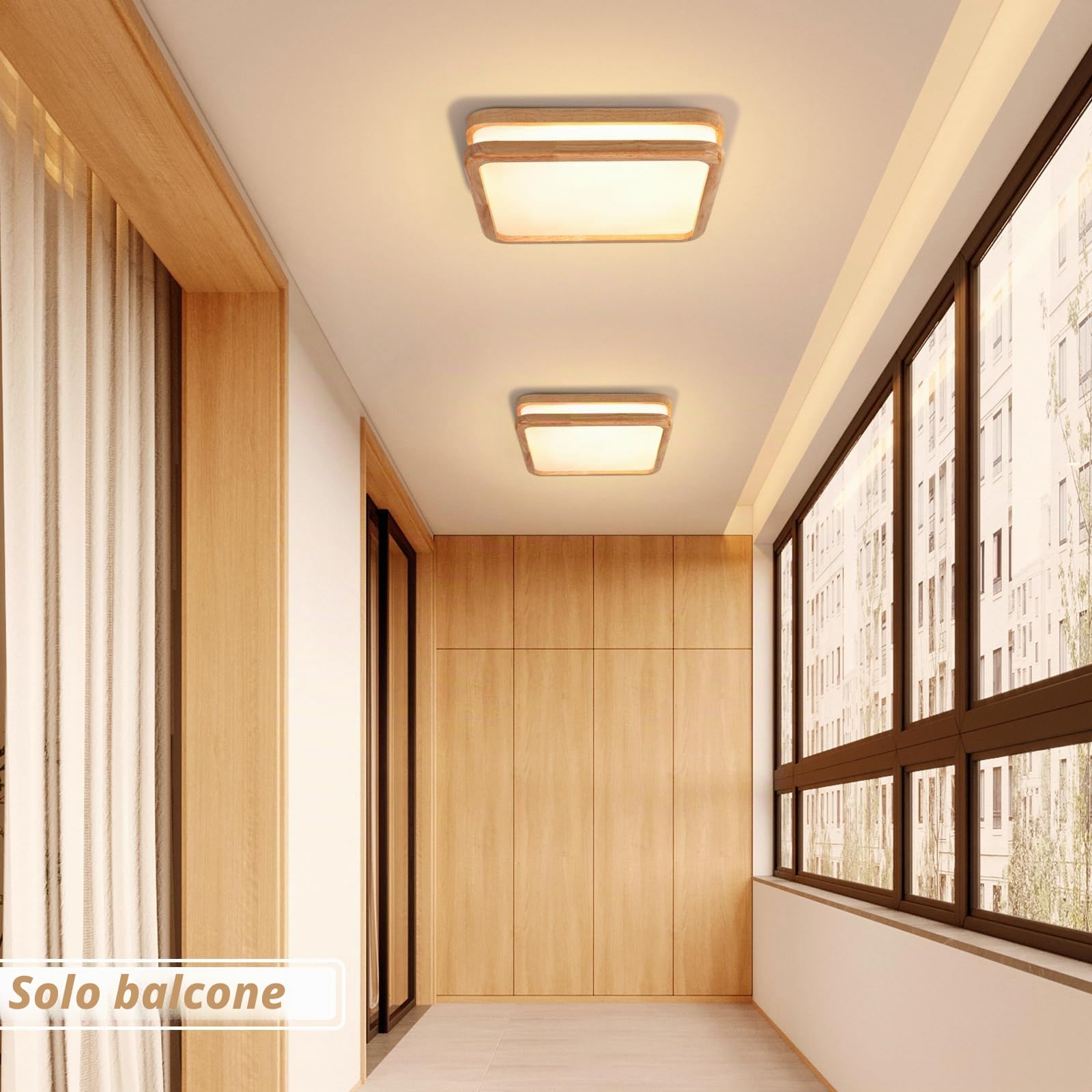 Plafoniera a LED Legno 24W Quadrata Moderno Lampada da Soffitto Luce calda 3000K Doppio Strato Lampada da soffitto per Cucina Soggiorno Corridoio, Ø30CM