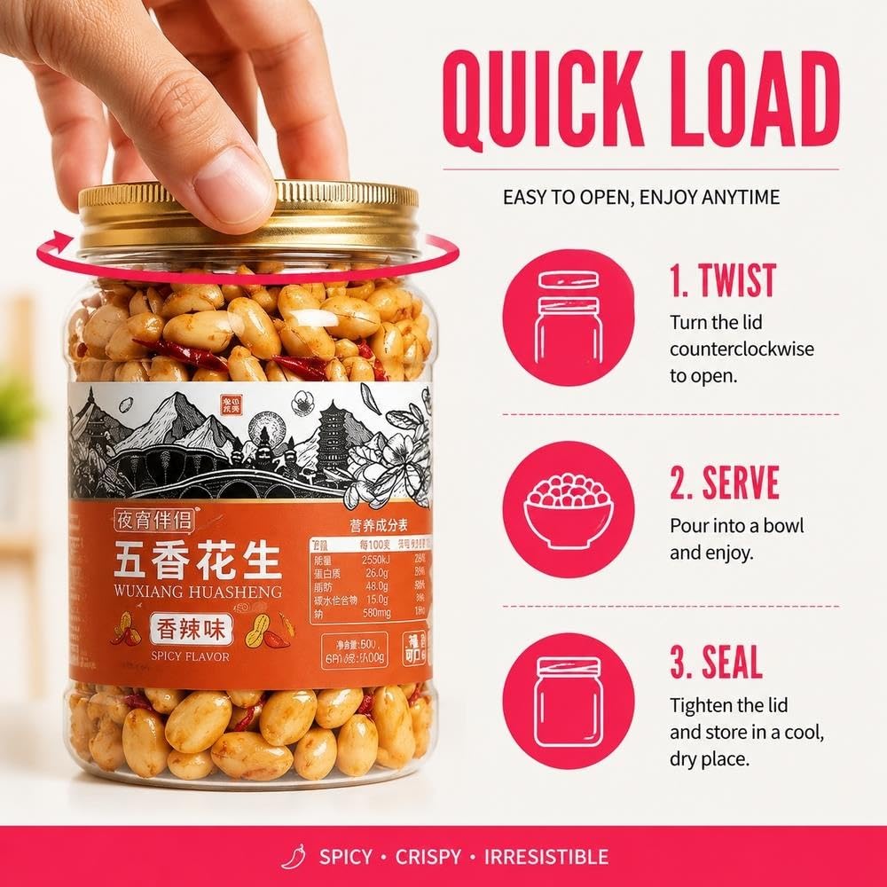 Snack Cacahuetes Tostados Picantes Tarro 500g