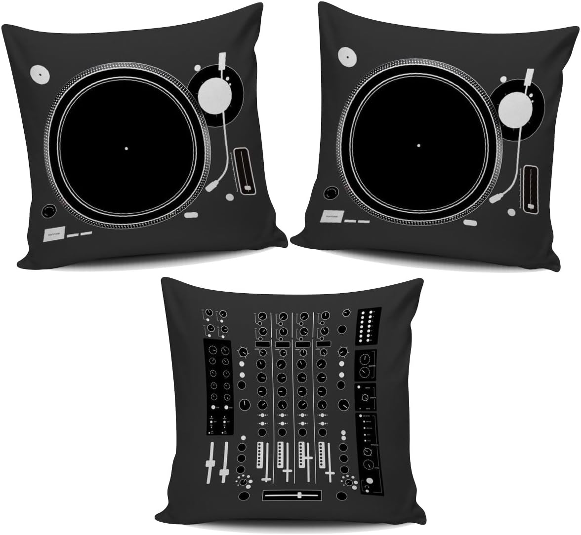 DJ Mixer & Turntable Cushion Pillow Covers (DJ Set of 3)