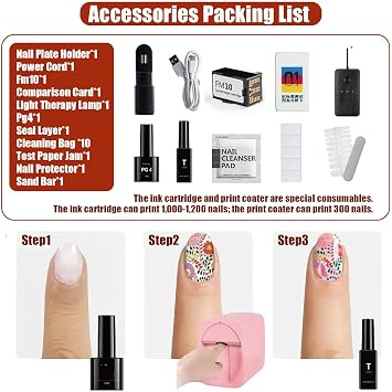 Smart 3D Nail Printing Machine, 2400 Dpi Portable Digital Nail Printer, Support App/DIY, Endless Customization, Professional Nail Art Printer for Beauty & Personal Care White