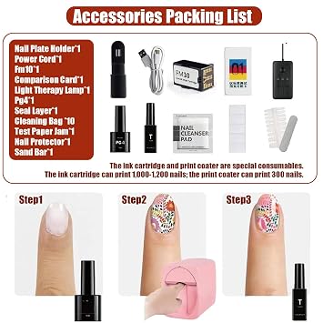 3D Nail Printing Machine, Portable Digital Mobile Nail Art Printer, Support App/DIY, Fast Drawing in 30s, Nail Printer for Beauty & Personal Care, Girls' Home Nails Pink