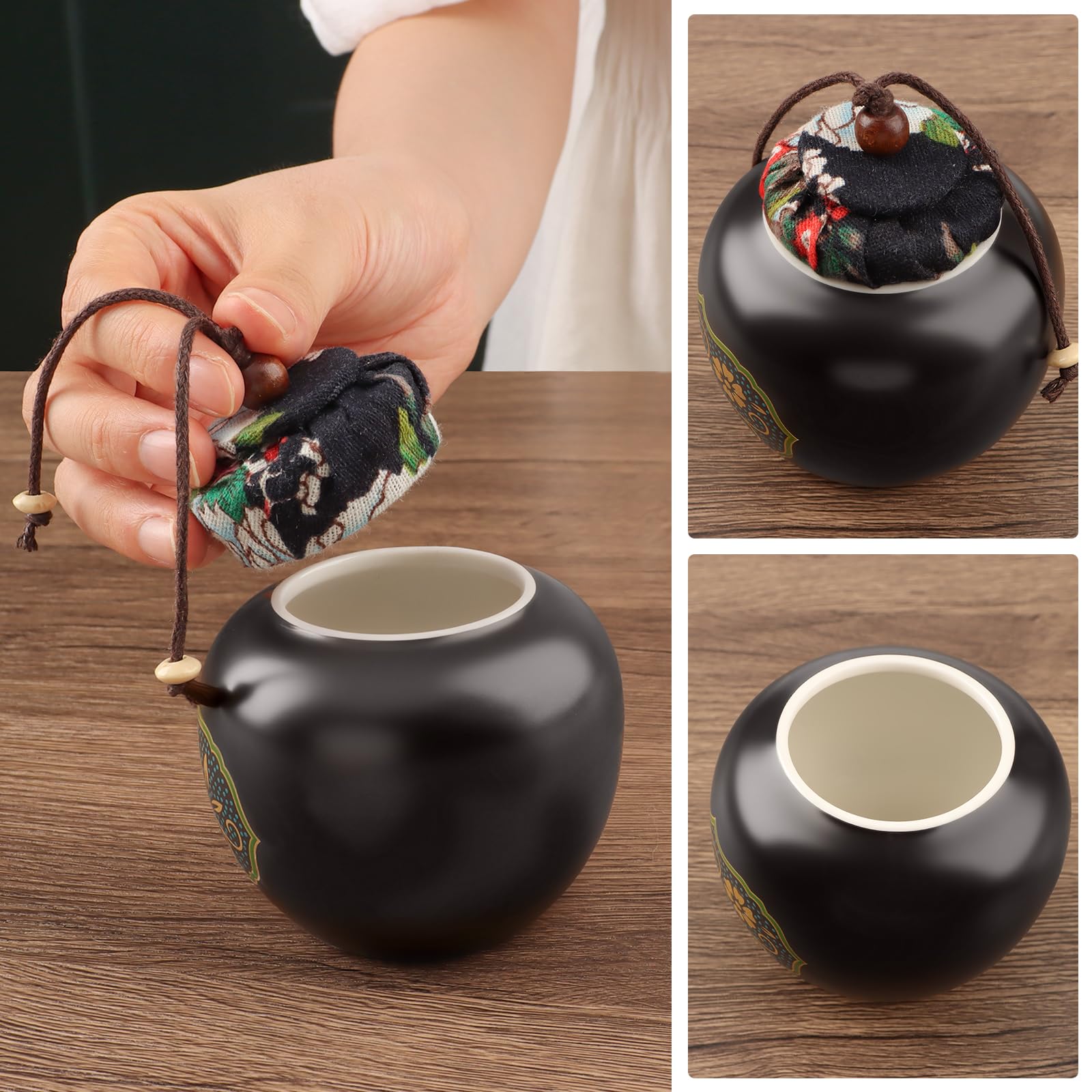 Japanisches Teeservice, 6 Stück Schönes Tea Set Porzellan Chinesische Teekanne Set, Gongfu Teeservice, Tragbares Schwarzes Keramik-Teekannenset 250ml, Traditionelles Teekanne Teeservice aus Porzellan