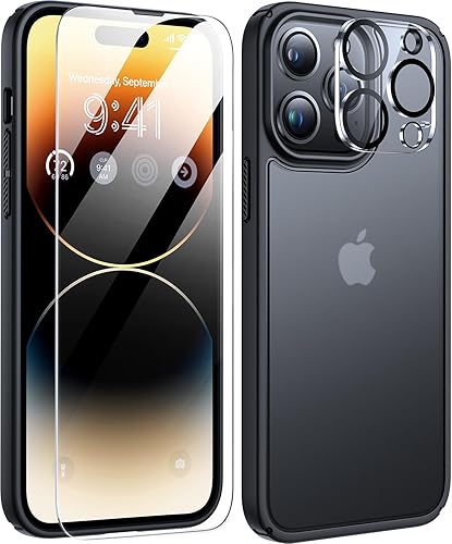 Miniatura 1 de Humixx - Funda diseñada para iPhone 14 Pro, 2 protectores de pantalla templados + 2 protectores de lente de 9H 10 pies militares a prueba de golpes