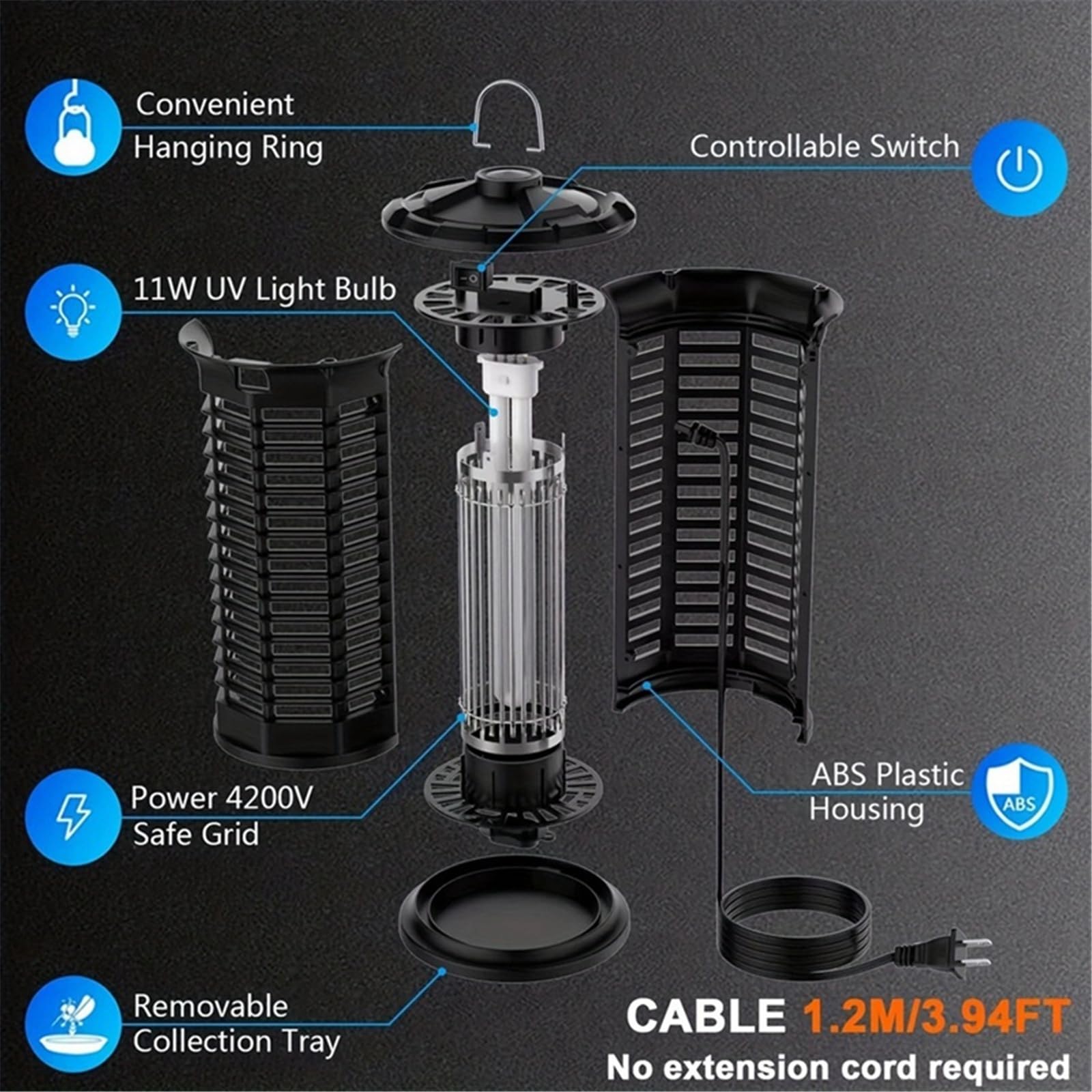 Zanzariera portatile ricaricabile 2 in 1 per esterni con facile installazione e spina