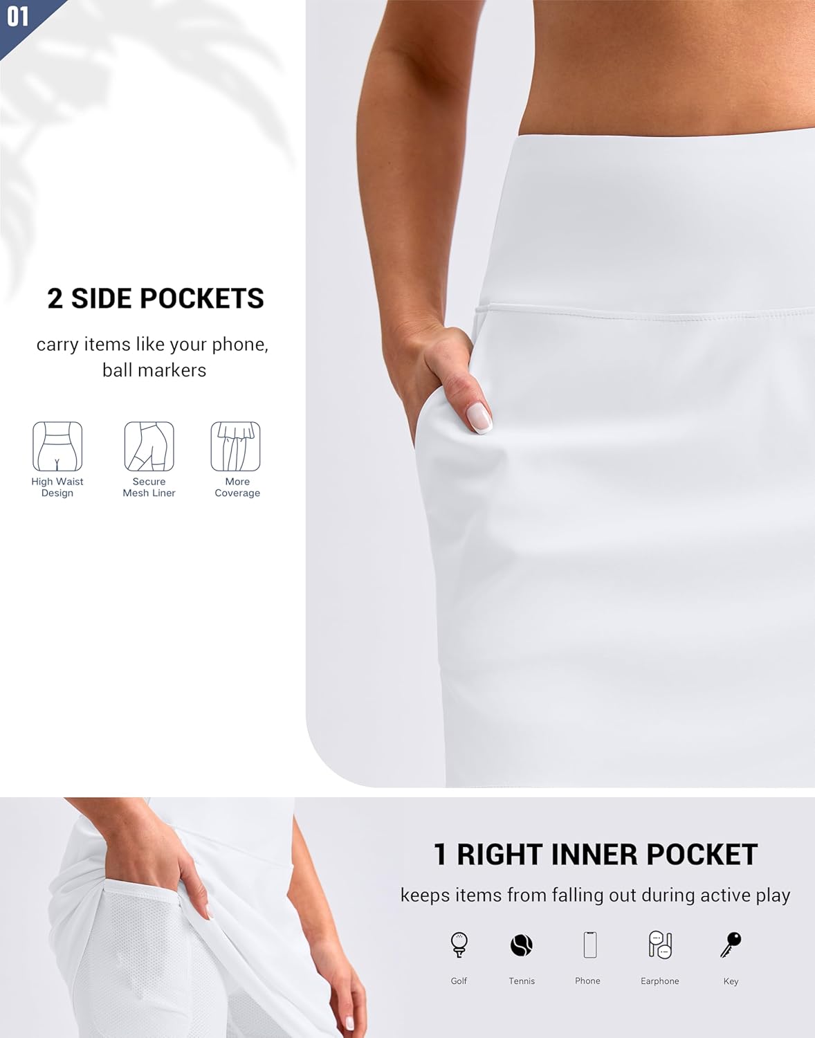 G Gradual 16"/18" Skorts for Woman Golf Skirts 3 Pockets Women High Waisted Athletic Skirt Tennis Pickleball Casual Summer - Image 4