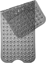 Non-Slip Mat for Bathtub and Shower 100 x 40 cm, 200 Ultra-Strong Suction Cups, Soft Antibacterial Material, Machine Washable, Anti-Stain, Family Safety (Grey)