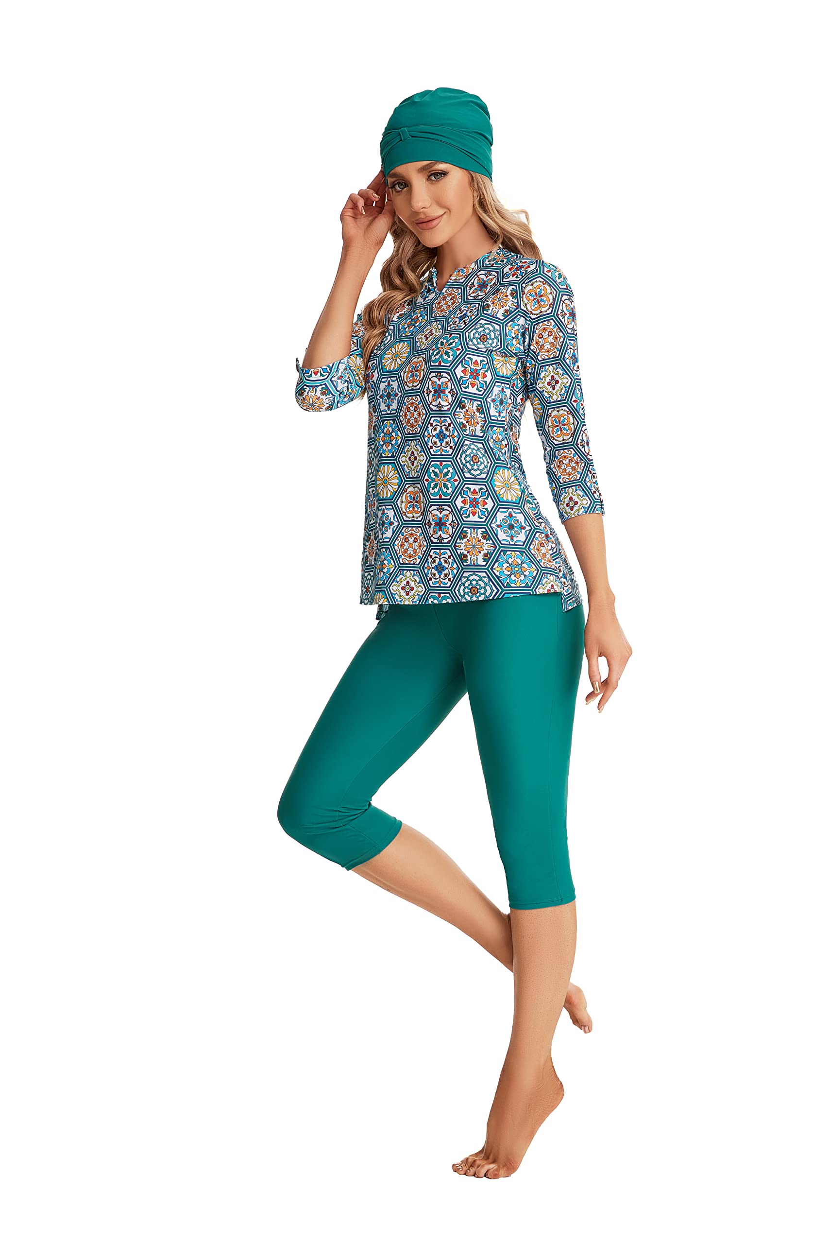 Modest Swimwear Bademode Surfwear 3/4 Short Sleeve Bademode Frauen Mädchen Plus Size Bademode Beachwear