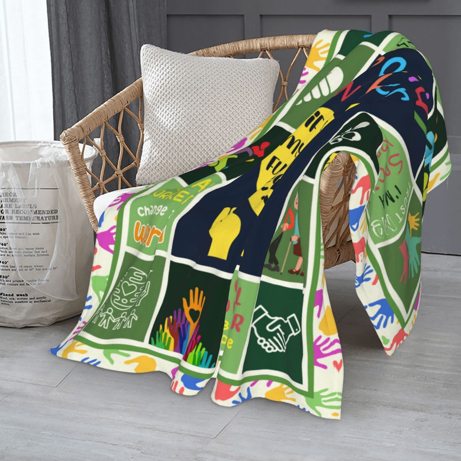 Yatuon Coperta Per Assistente Sociale, In Morbido Poliestere, Formato 50x60 Cm, Colori Vividi, Plaid Multifunzione Per Casa E Ufficio, Regalo Perfetto - copertina