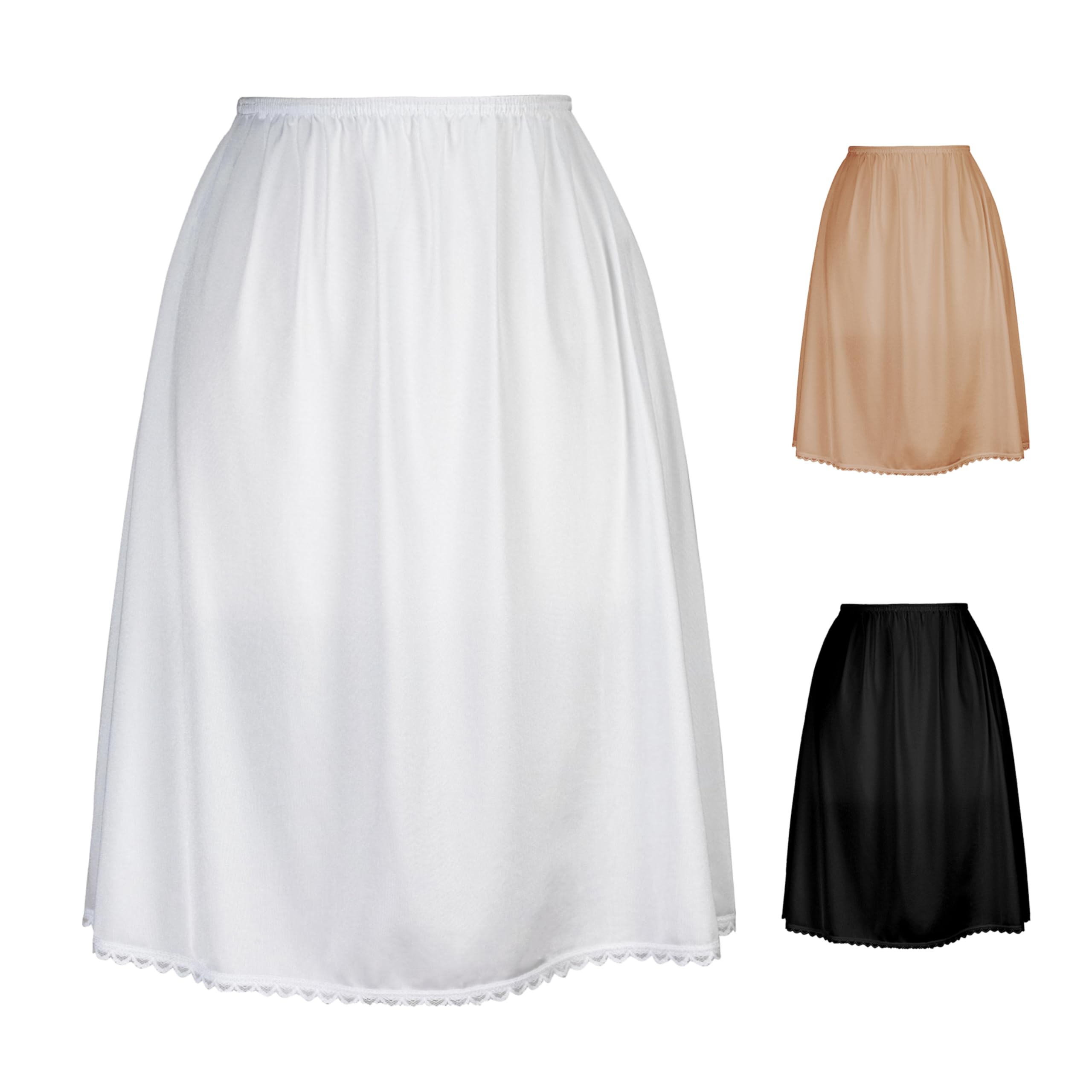 Valair Classic Short and Long Half Slip Skirt for Ladies and Girls - Slight Flair - Anti Static - Ranges 14" Till 34"