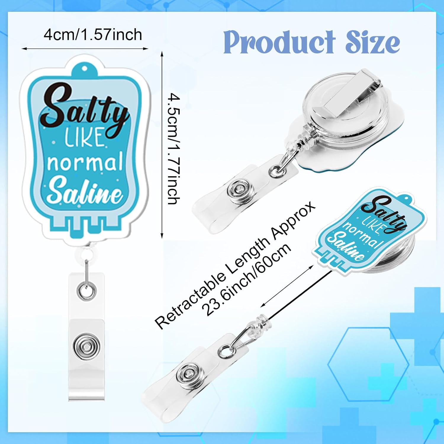 24 Pcs Funny Nurse Badge Reels - Acrylic Retractable Name ID Badge Holder Clip for Nurses, Doctors, Medical Staff Cute Nursing Accessories Gifts