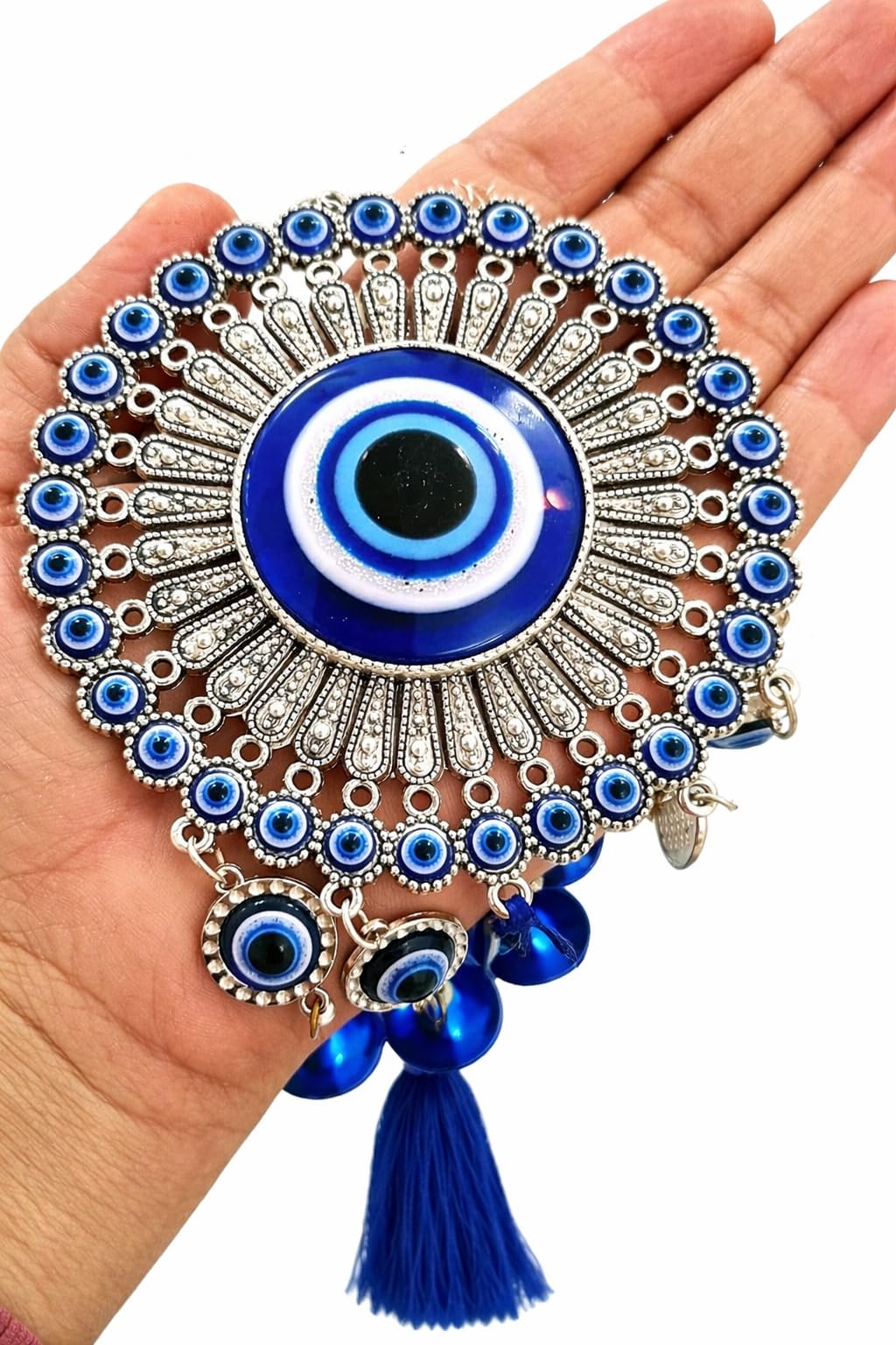 5 Bell Evil Eye Wind Chimes Home Balcony and Positive Energy with Melody Sound (Classic) Designer Evil Eye Wall Hanging Nazar Suraksha Charm Living Room 1SET-image-47