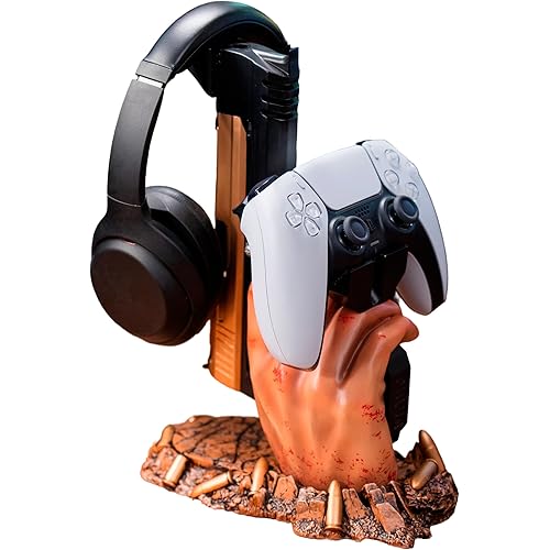 Exclusive Gaming Controller Holder & Headset stand figure for GTA VI and Call of Duty and Fortnite Gaming Room Decor | Staff Room accessories For PC PlayStation & Xbox | Shooter Decor | Present For Gamers Adults Kids Accessories