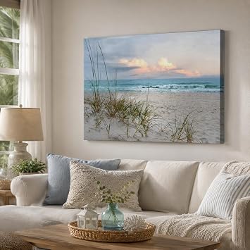 GUTTATY Beach Canvas Wall Art, Ocean Pictures Coastal Art Painting for Living Room Wall Decoration, Sea Poster Seascape Art Framed Canvas Print for Room Home Office Wall Decor 24x36 Inches