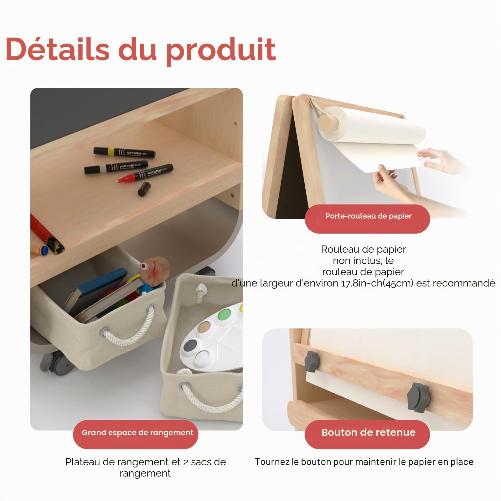 BanaSuper Chevalet Enfant, Tableau Magnétique Double Face, Hauteur Réglable | Surface de Dessin Grand, Surface Magnétique, Roulettes Verrouillables, Usage Intérieur Extérieur, Sécurité Certifiée EN71