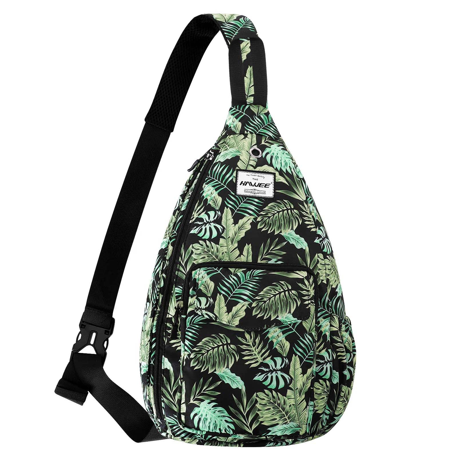 Bolsa de hombro de cuerda para mujeres y hombres, casual, cruzada, mochila de día, correa ajustable, bolsa de botella para viajes y deportes, Hoja de plátano, One Size, Mochilas daypack