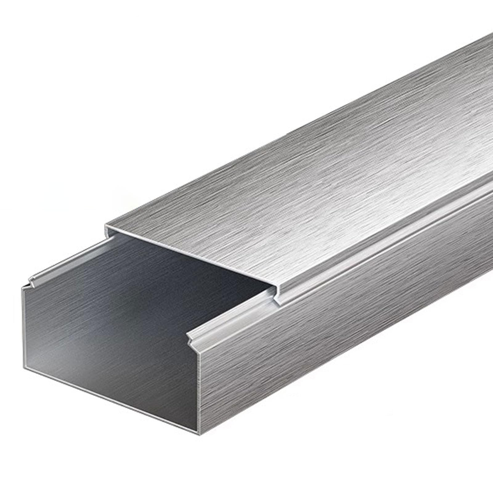 Lot de 2-1 m de long en alliage d'aluminium argenté - Plusieurs tailles (50 x 25 mm) - Idéal pour ranger les câbles à la maison et au bureau