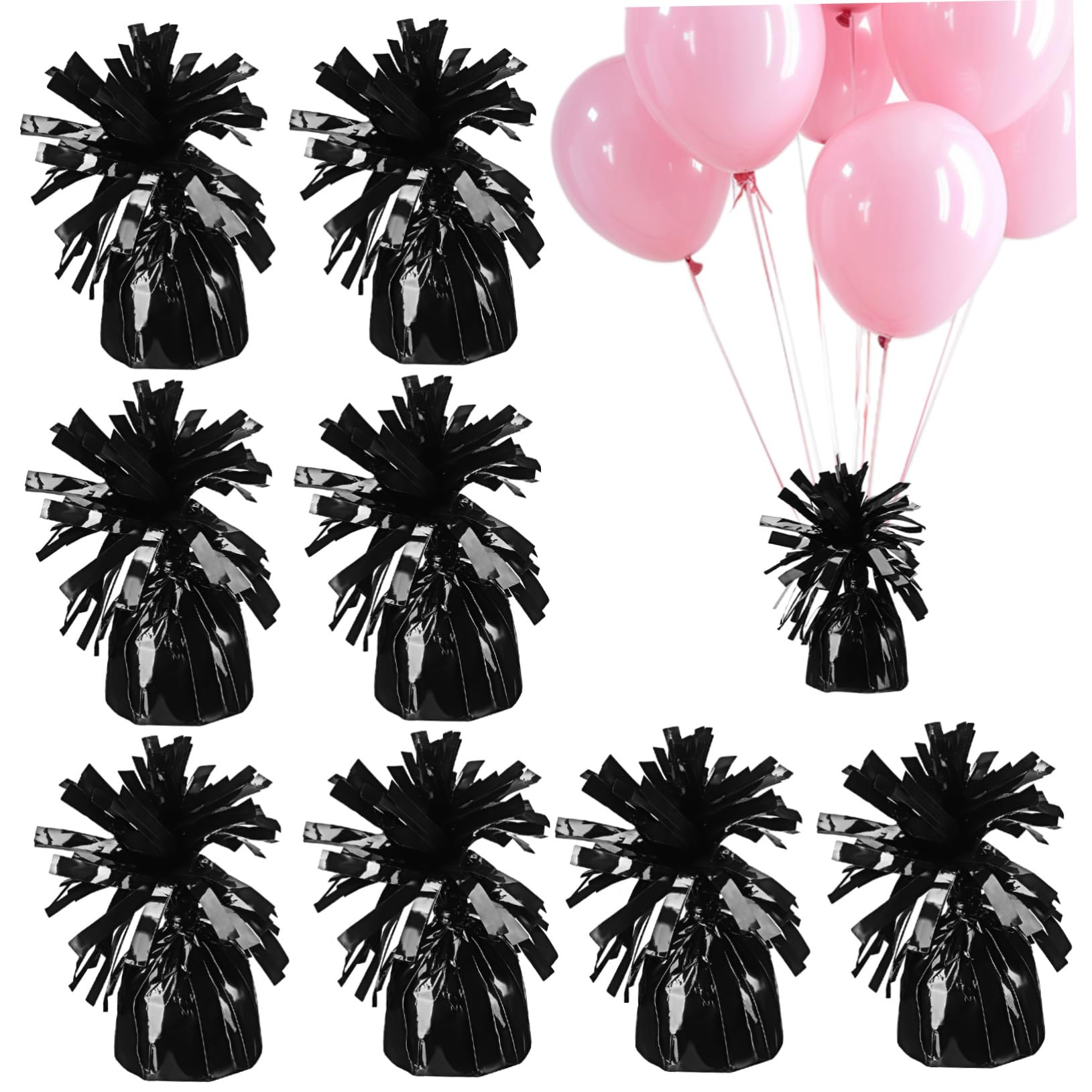PRETYZOOM Poids pour Ballons Décoratifs Design Unique et Compact pour en Pet Noir Lot de 8 Facile à Utiliser Stable et Élégant Mariage et Fête