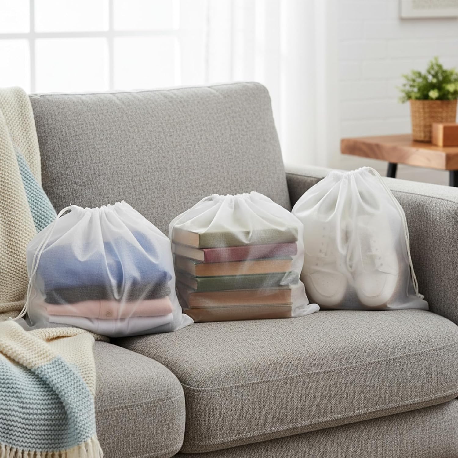 100Pcs Purse Dust Bags for Storage Drawstring Purse Covers Storage Bags for Dust and Storages 11in X 15in Breathable Non-woven Fabric Storages Pouch String Bag Travel Shoe Bag Handbag Covers - Image 7