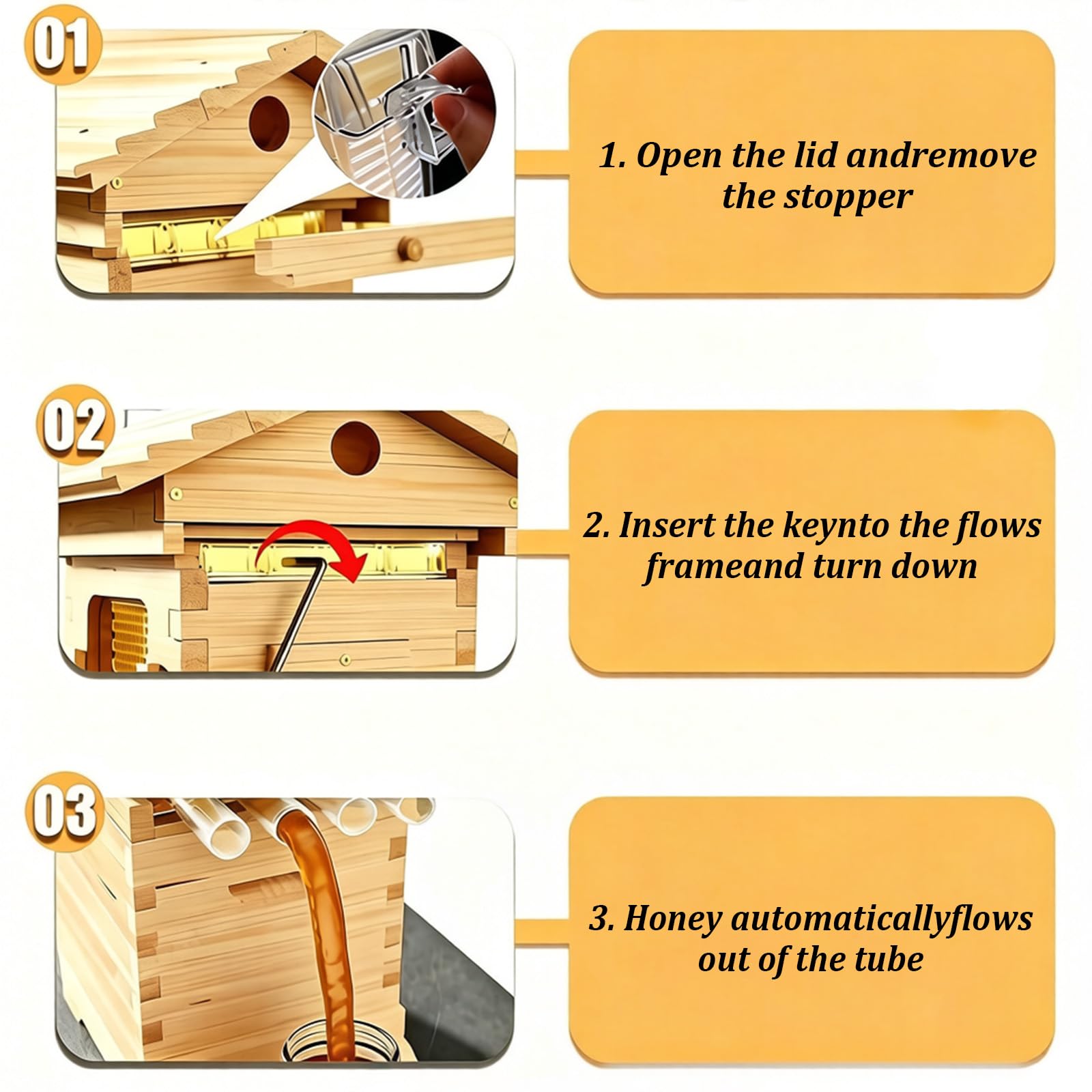 Kit de inicio de colmena de flujo automático, caja de colmena de abeja de madera con ventana de observación y boquilla de miel, kit completo de apicultura para principiantes, aficionados al