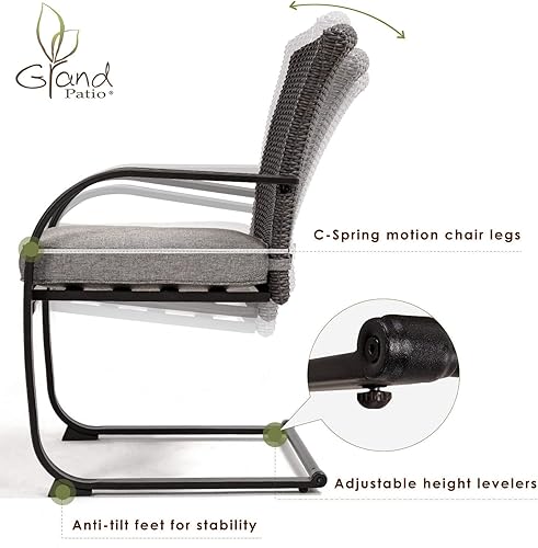 Miniatura 5 de Grand patio Juego de 2 sillas de comedor de mimbre para exteriores, muebles de patio de primavera, juego de 2 con cojines para jardín, piscina,