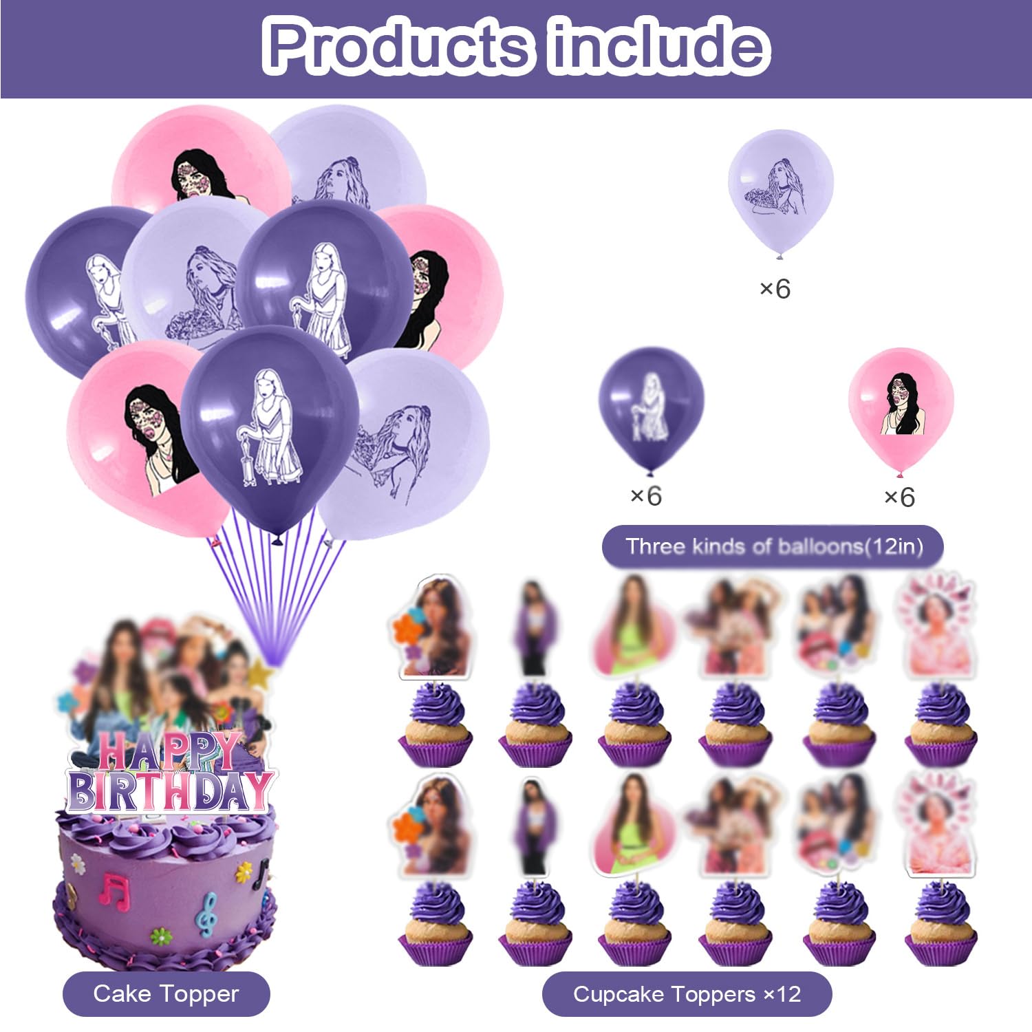 Set di 32 decorazioni per feste di compleanno Olivia Singer, Olivia Singer Banner Olivia Singer Balloons, Kids Olivia Singer Theme Birthday Party Olivia Singer Theme Birthday Supplies