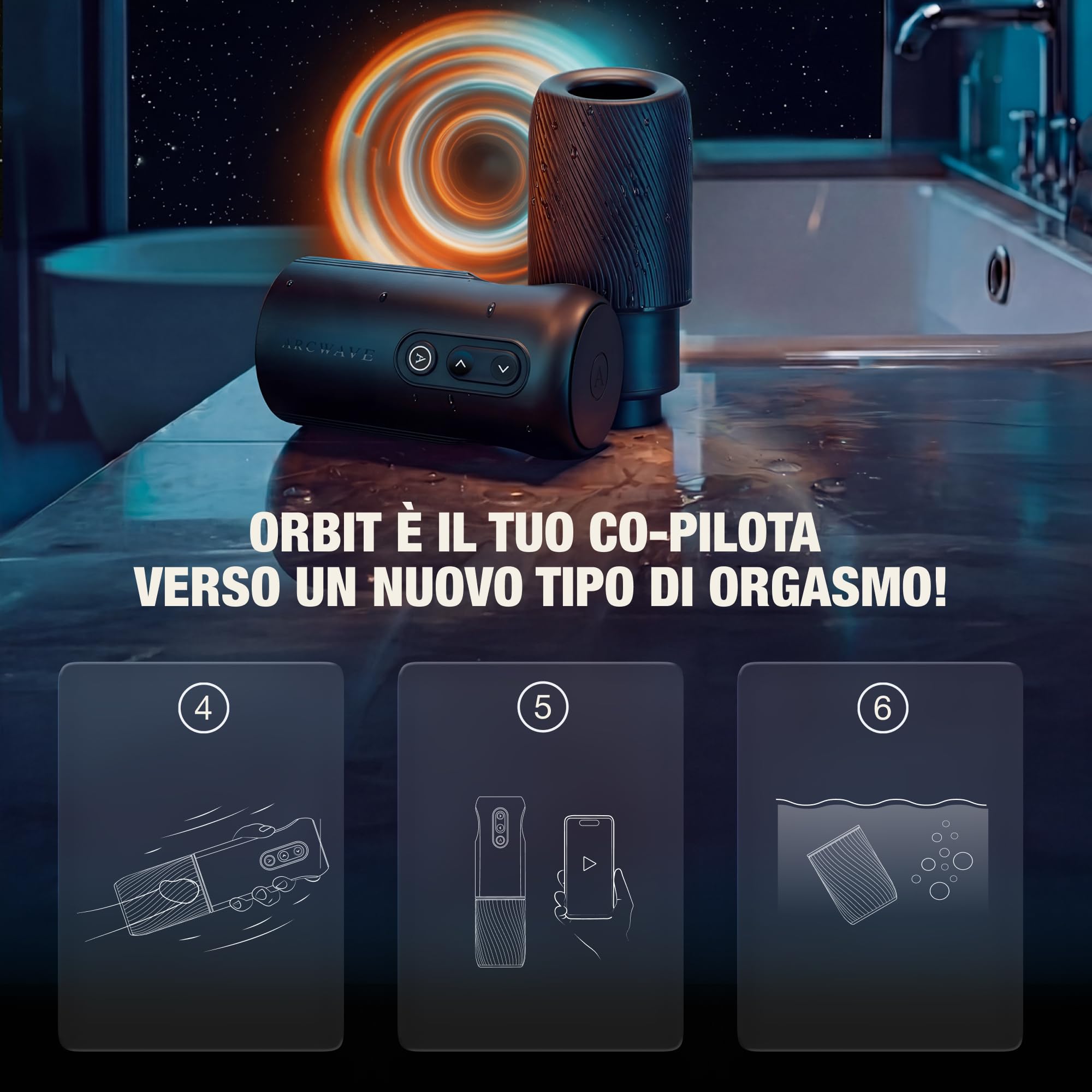 Arcwave Orbit Masturbatore Rotante per Uomo | Rotazione a 360 Gradi | Pocket Pussy Maschile | Stroker per Pene con Controllo tramite App | Sleeve Morbida in Silicone | Sex Toy Ricaricabile | Custodia