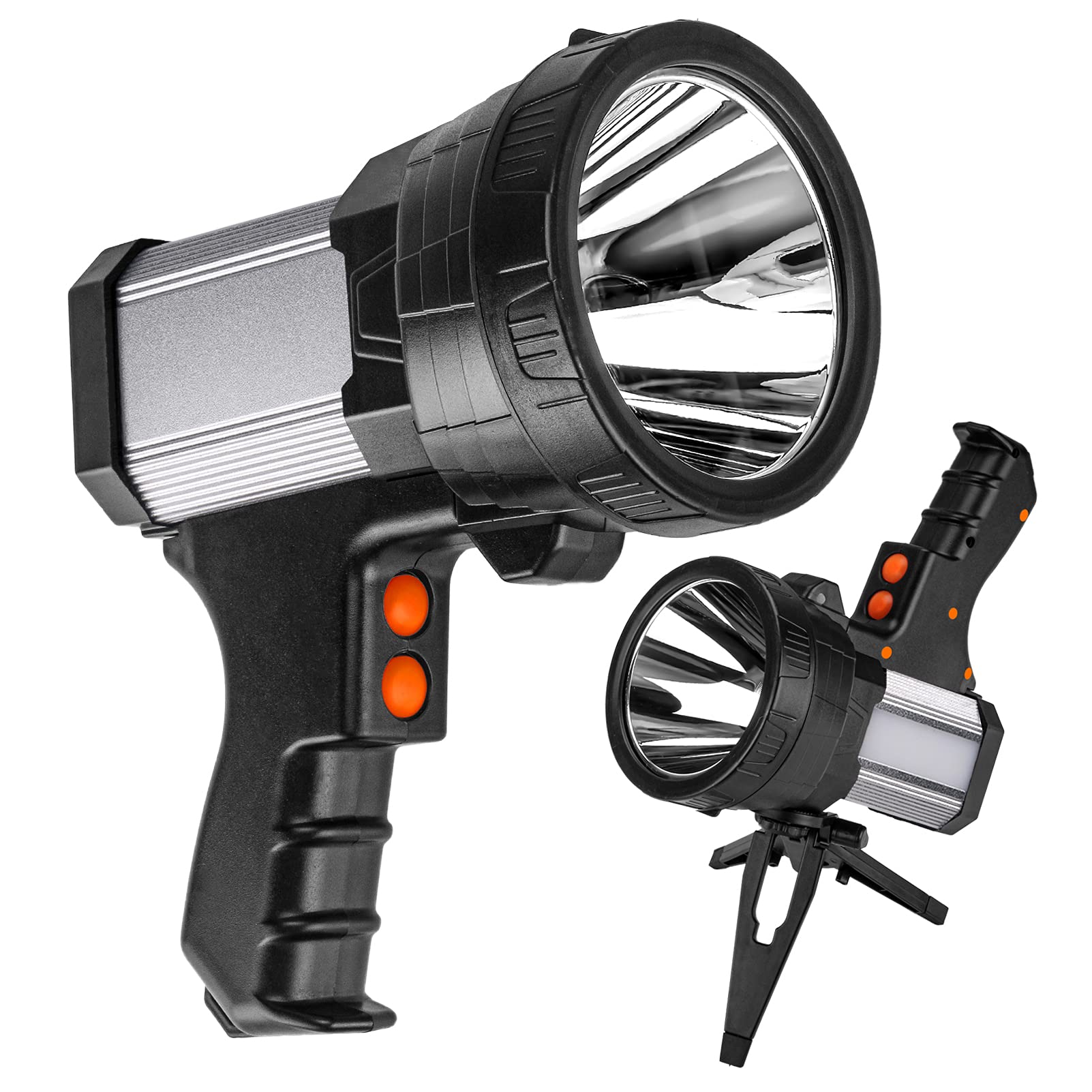 Super Bright Rechargeable Spotlight Handheld Rechargeable LED Flashlight Ultra-Long Standby Lightweight Tactical Searchlight with USB Output Aluminium Alloy