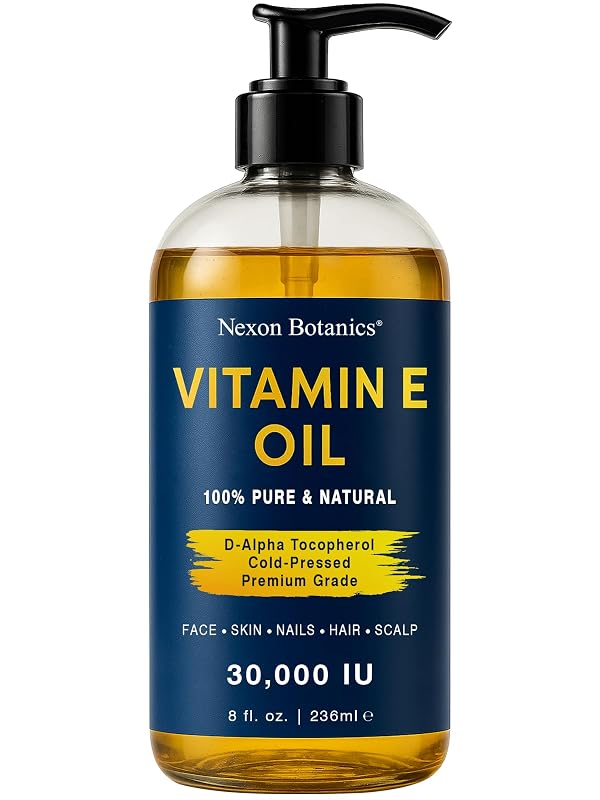 Óleo facial de vitamina E Nexon Botanics, 30.000 IU, prensado a frio e sem hexano, 240 mL