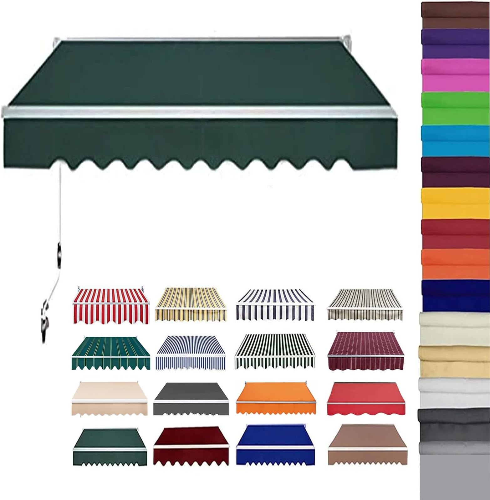 Retractable Patio Awning Replacement Fabric (Without Frame) Waterproof Shade Sun Shade Awning Cover Outdoor Patio Canopy Sunsetter Deck Awnings Polyester(C,(12x8ft) 3.6x2.5m)