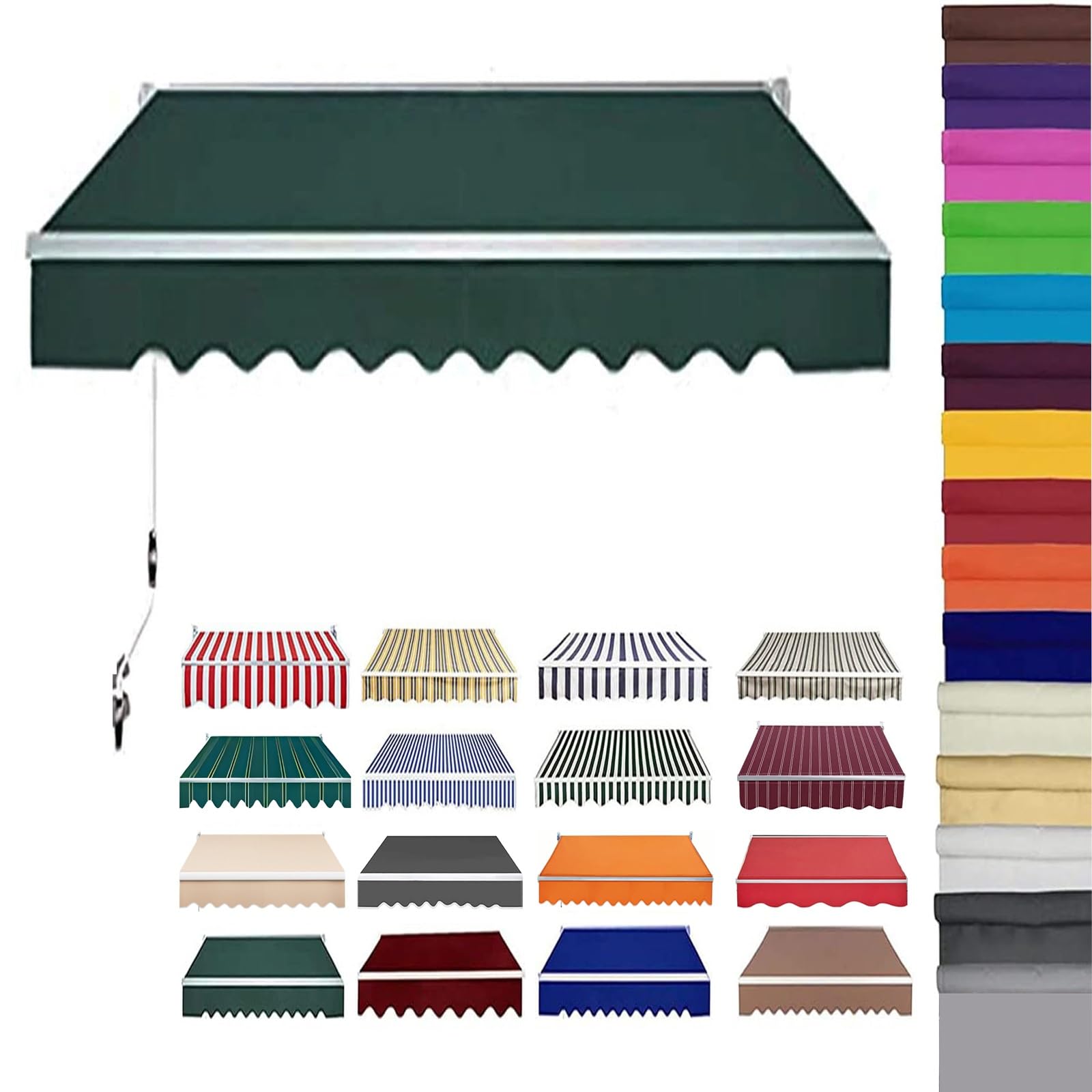 Retractable Patio Awning Replacement Fabric (Without Frame) Waterproof Shade Sun Shade Awning Cover Outdoor Patio Canopy Sunsetter Deck Awnings Polyester(C,(22.9x6.5ft) 7x2m)