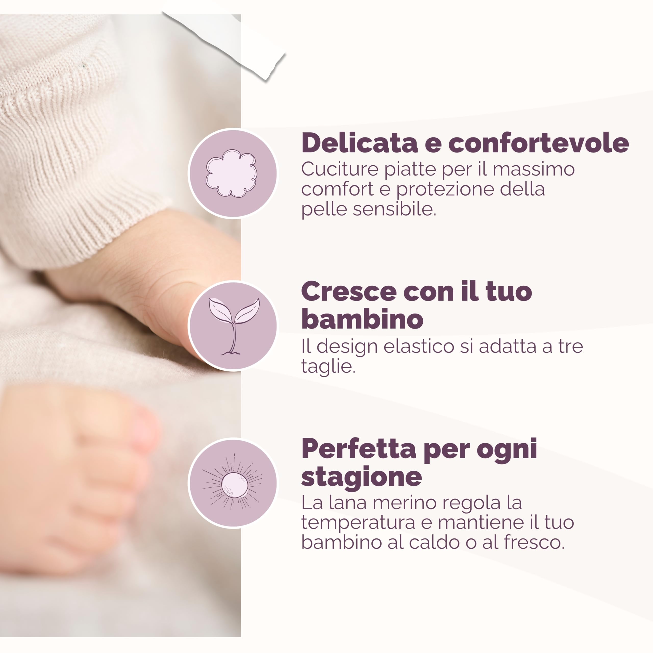 Livella Completo Neonato 100% Lana Merino - Pantaloni e Maglia a Incrocio Evolutivi - Taglie 50-74 - Rosa Antico & Crema - Lavabile in Lavatrice