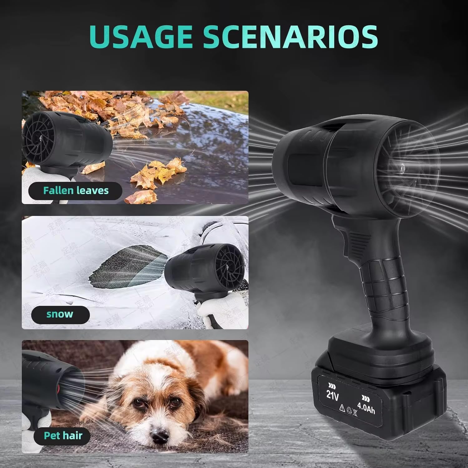 Set Idropulitrice Cordless con 2 Batterie 48v, Pistola a Spruzzo ad Alta Pressione,Soffiatore Cordless, Accessori Multipli, per Pulizia Auto e Giardino 48v con 2 batterie
