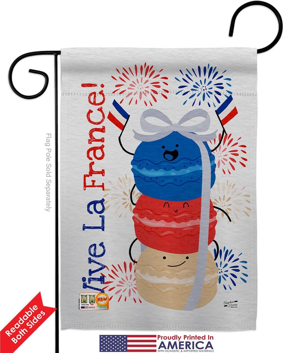 Vive La France Garden Flag 2pcs Pack Regional Bastille Day French National CelebrationFrance Country House Decoration Banner Small Yard Gift Double-Sided, Made in USA