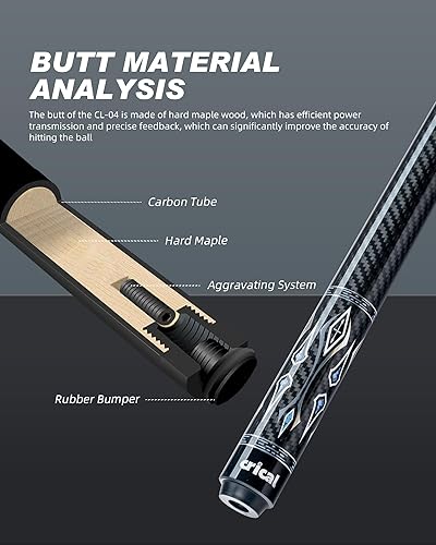 Miniatura 8 de CRICAL Palo de taco de billar de fibra de carbono de 58 pulgadas, palos profesionales de baja desviación para piscina con junta de 38 x 8 pines y
