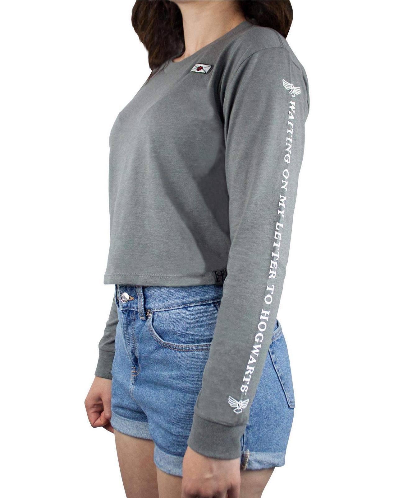 Harry Potter Waiting for My Letter to Hogwarts Grey Cropped Long Sleeve Women's/Ladies T-Shirt S-XL