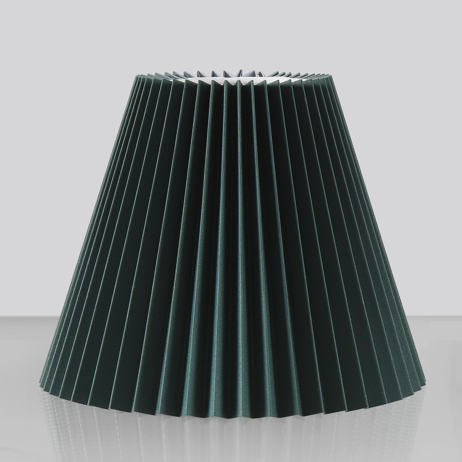 6 Pack Green Pleated Chandelier Shades, 3" Top x 6" Bottom x 5" High, 3x6x5 Inch Clip On E12 Bulb, Pendant Light Wall Sconce Lamp Shade, 2-Layer Teal Pleat Barrel Lampshades Covers(Green-Pleat, 6 Pcs)