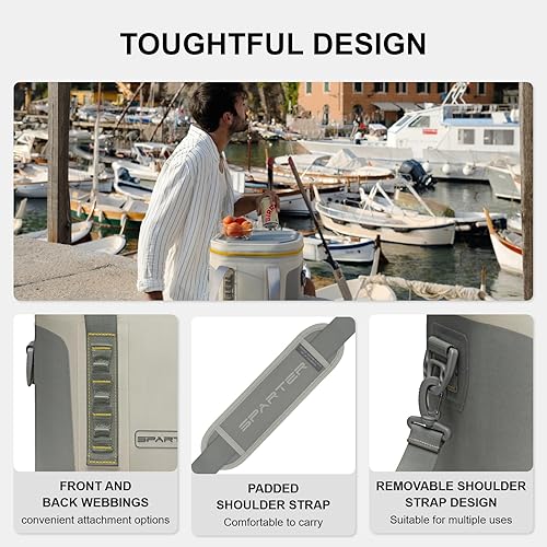 Miniatura 8 de SPARTER Enfriador suave portátil de 12 latas, IP68 Tizip cremallera a prueba de fugas para camping, pesca, playa, aire libre, hielera aislada con