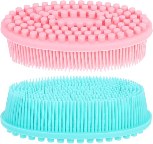 2pcs Dual Sided Silicone Bath Brush for Boy Girl Soft Exfoliating Body Scrubber for Gentle Cleansing Sensory Development for Parent Interaction
