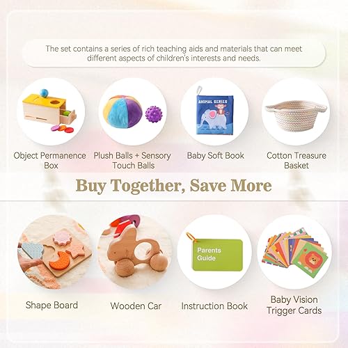 Miniatura 4 de Juguetes Montessori para bebés de 6 a 12 meses, juego de juguetes educativos de aprendizaje 6 en 1, kit de juguetes de madera que incluye caja de