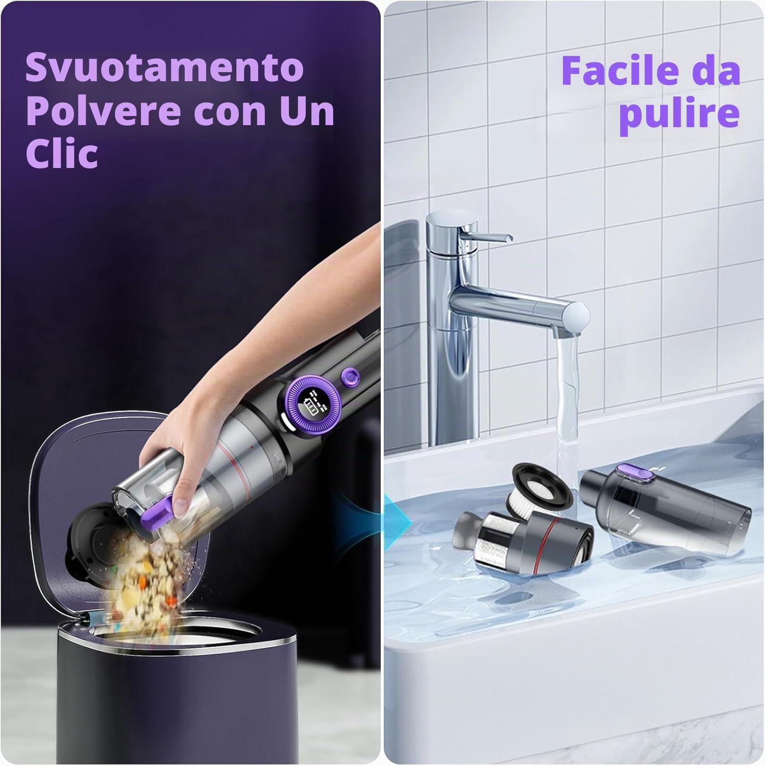 Brushless - Aspirapolvere manuale a batteria 18000Pa, senza spazzole, senza fili, per auto, casa, peli di animali, 64000 rpm