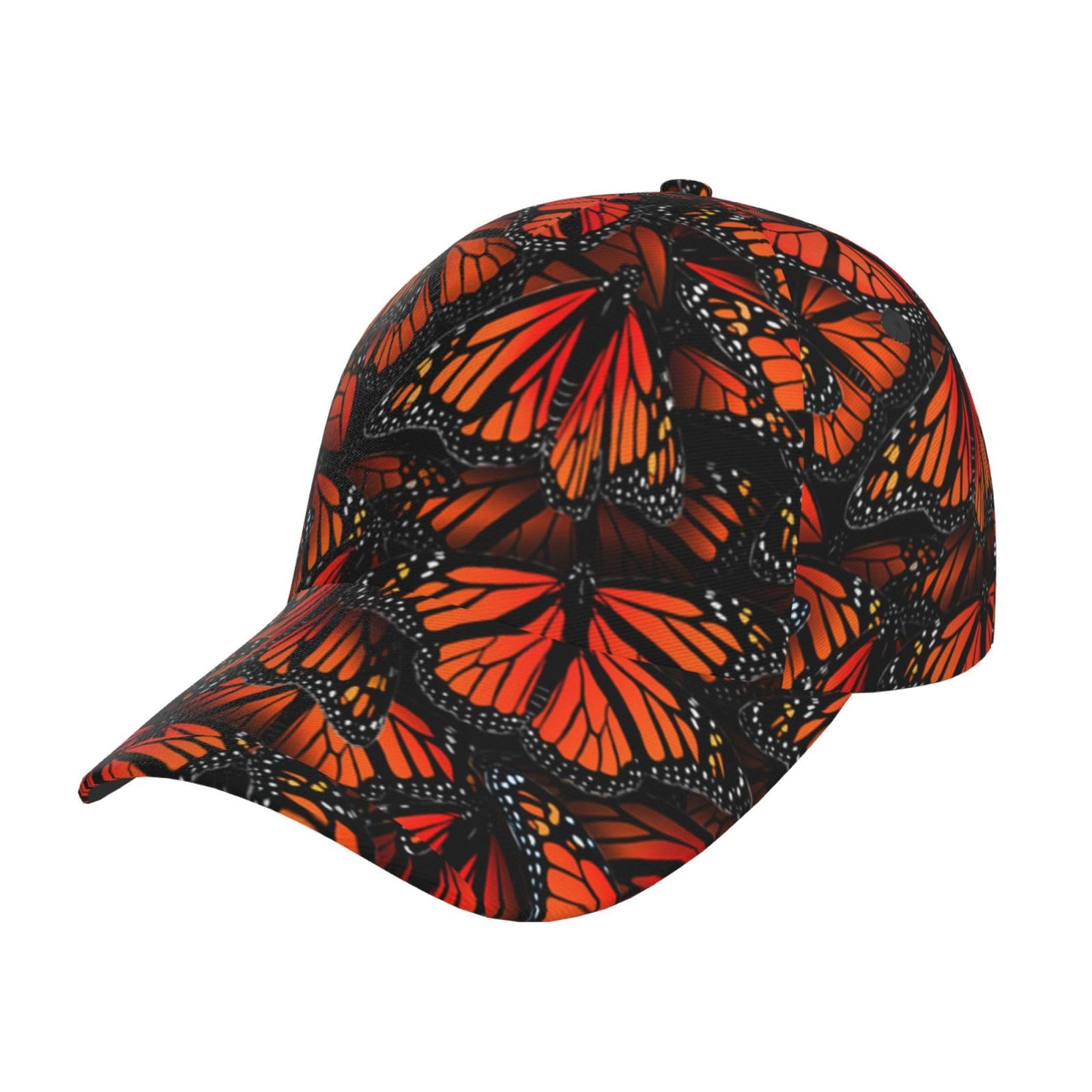 HYSDPUZK Monarch Butterflies Print Tylish Curved-Brim Baseball Cap - Full Print Polyester Hat for All Seasons and Genders