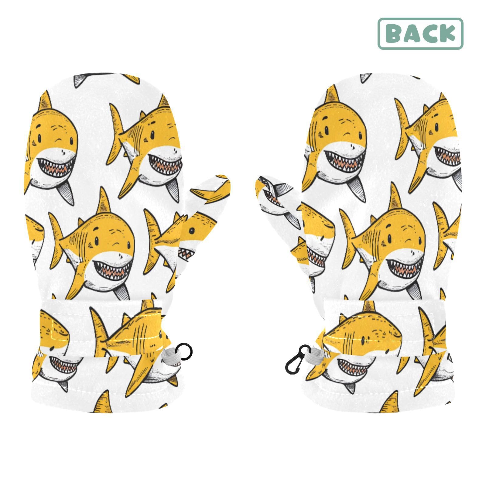 Kid's Winter Gloves Children Warm Gloves Yellow Shark for Boys Girl Age 4-6 Years