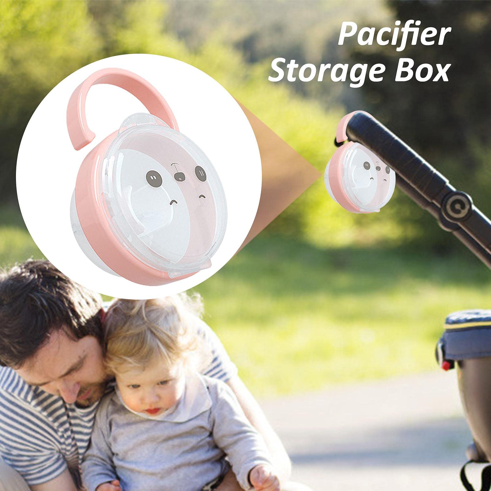 Boîte À Sucette pour Bébés de Rangement Portable, Mignon Tétine avec Poignée, sans BPA Étanche La Poussière, Rose