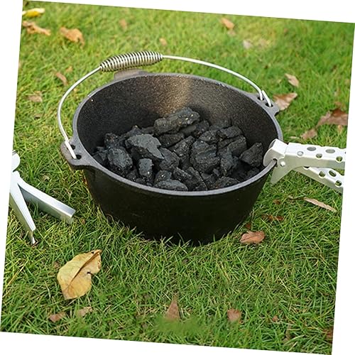 Miniatura 8 de SWOOMEY Pinzas para sartén, bandeja de herramientas, estufa de cocina al aire libre, parrilla de camping, parrilla, elevador de parrilla, clips de